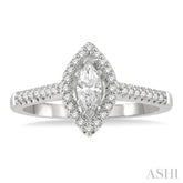 1/2 Ctw Round Cut Diamond Engagement Ring With 1/4 Ct Marquise Cut Center Stone in 14K White Gold
